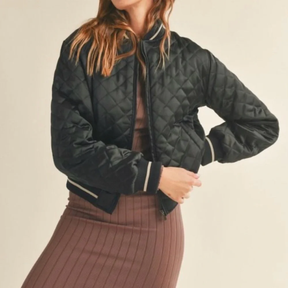 KIMBERLY C Boutique Black Quilted Women's BOMBER Cara Jacket - Picture 2 of 6